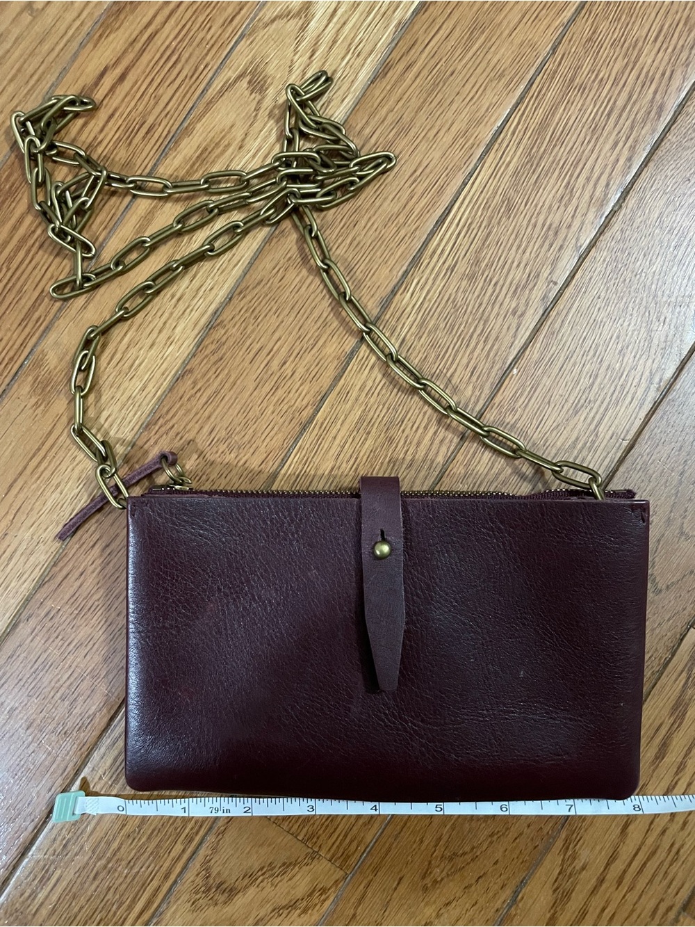 Madewell Burgundy Leather Crossbody with Brass Chain